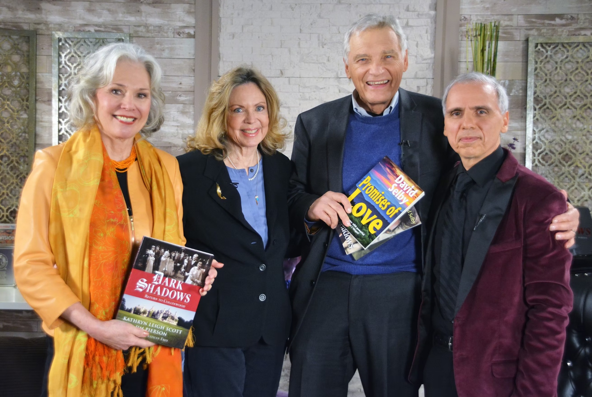 Herbie J Pilato with Kathryn Leigh Scott, Lara Parker, and David Selby