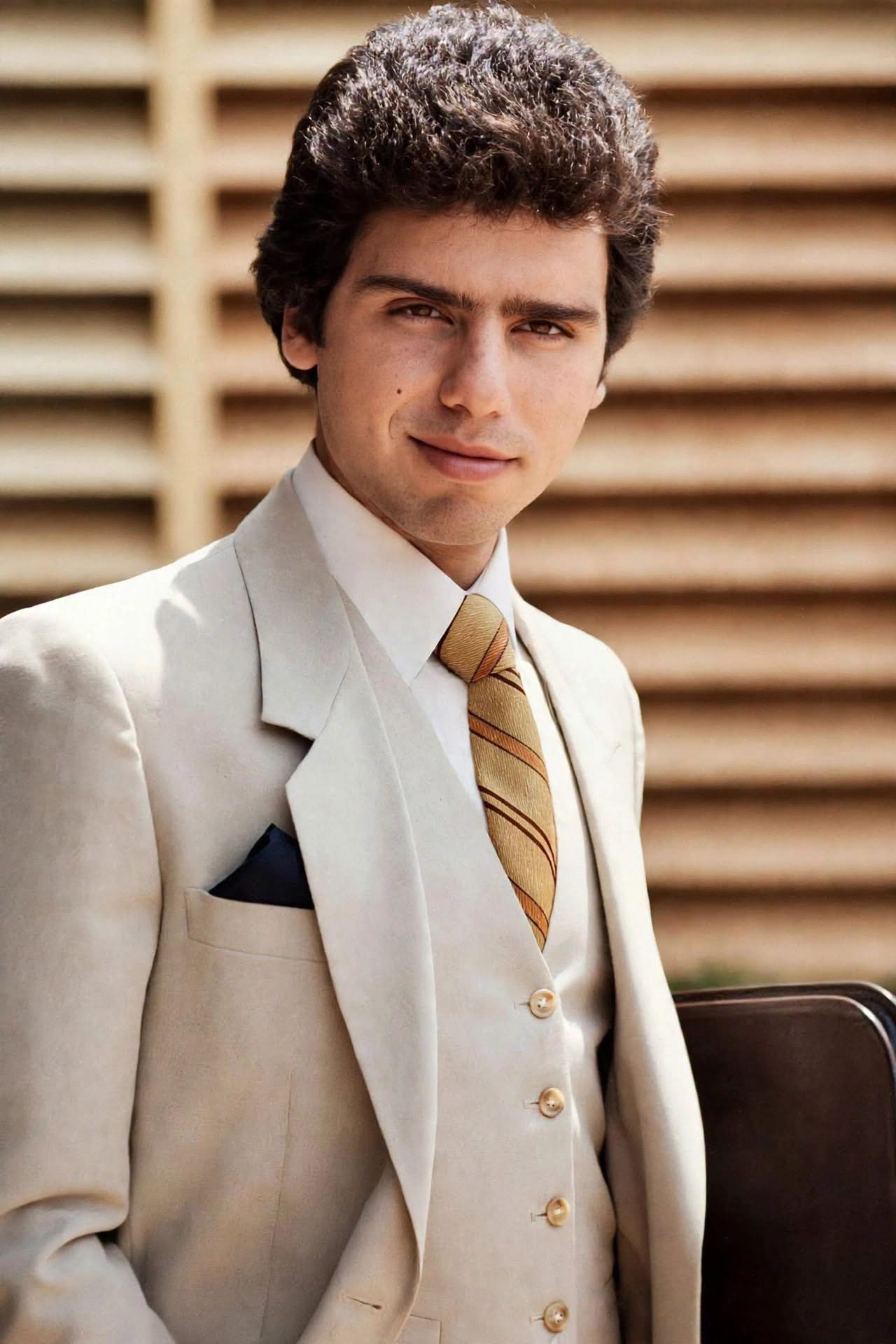Young Herbie J Pilato in a light-colored suit