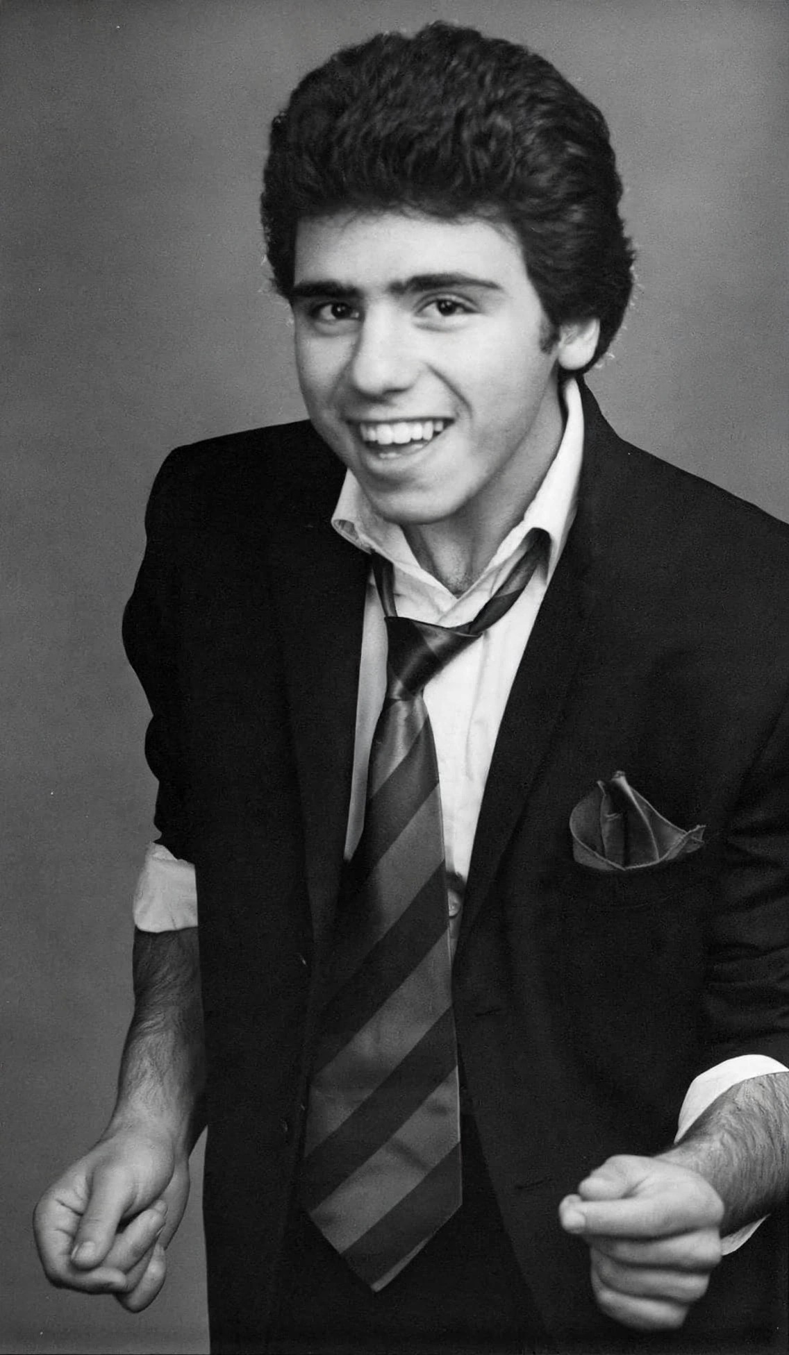 Young Herbie J Pilato smiling in a black-and-white portrait