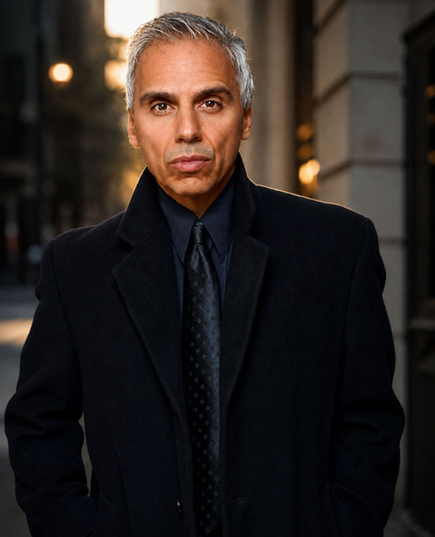 Herbie J Pilato wearing a black coat