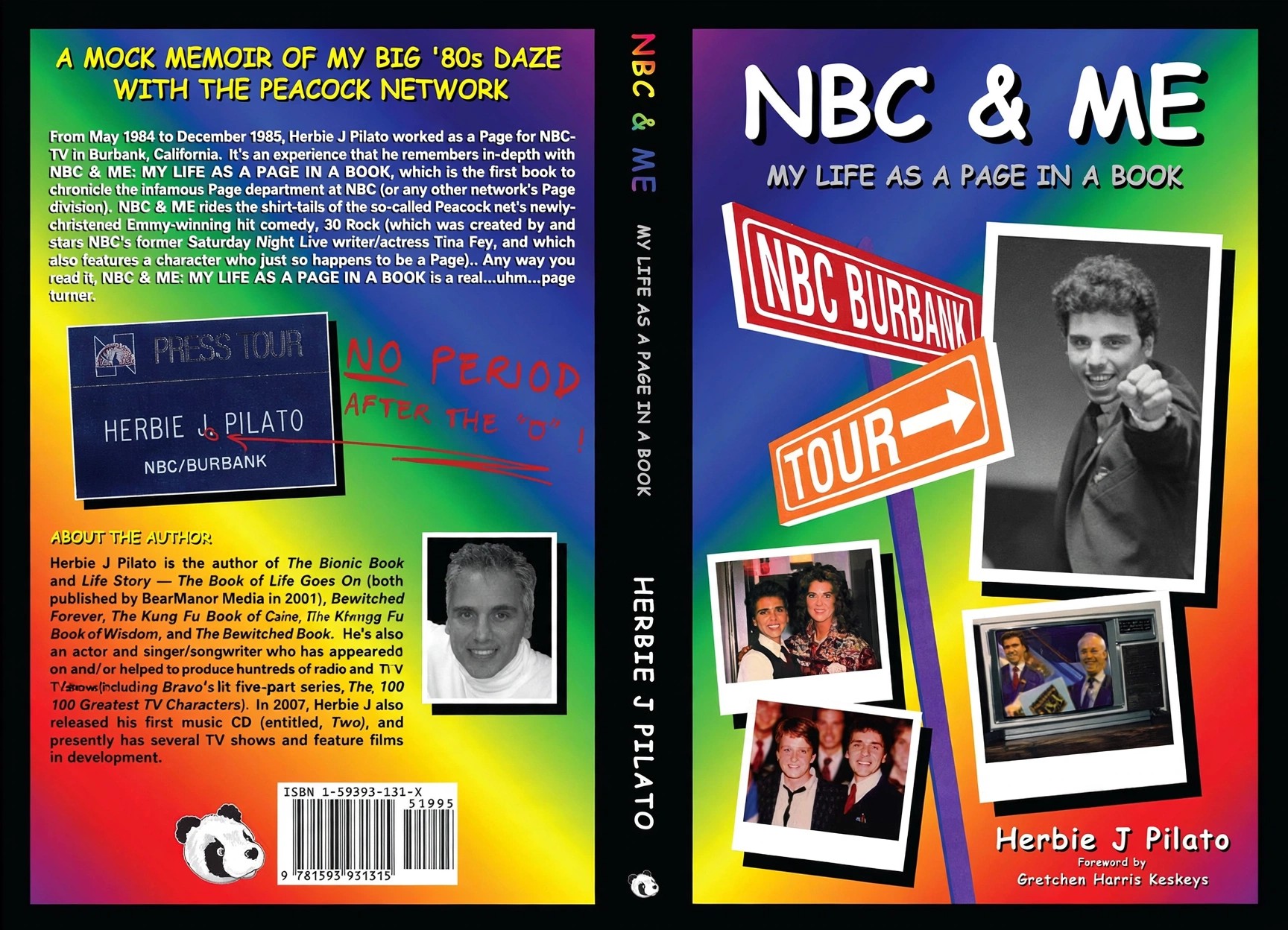 Full front, spine, and back cover of NBC & ME: My Life as a Page in a Book